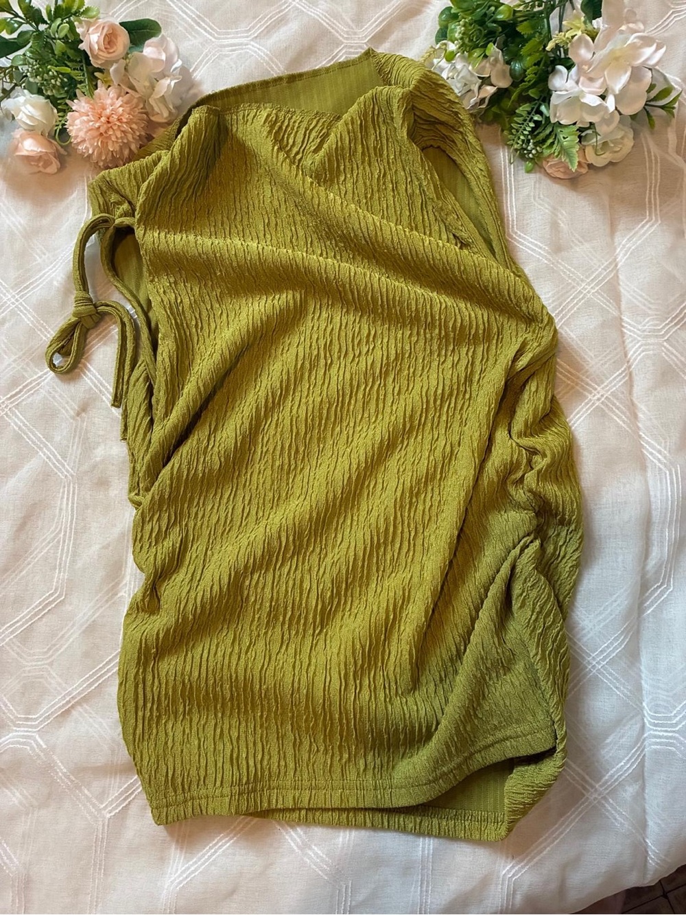 Textured Olive Green Women’s Swim Cover-Up